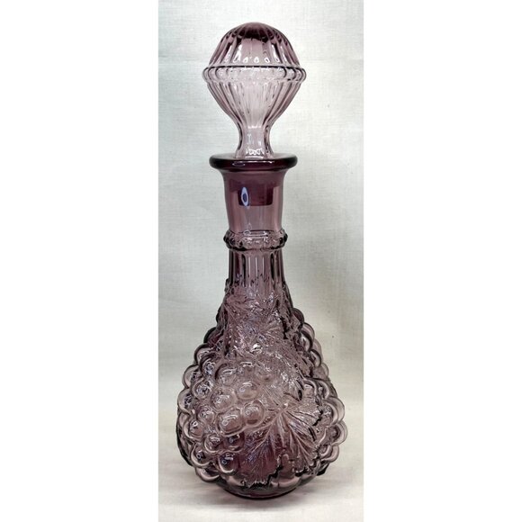 Imperial Glass Amethyst Grape Genie Bottle Decanter with Stopper 12 1/2"